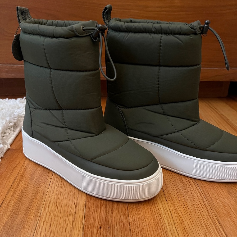 J Slides Quilted Green Winter Boots